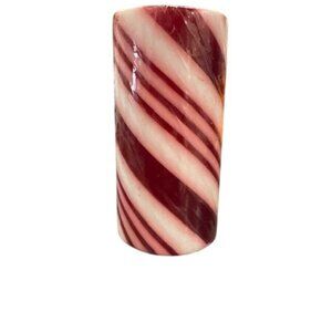 Red & White Striped Christmas Candle With Santa Design Top